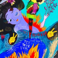 Divine enfant 2023 Divine enfant 2023, 81 x 65 cm, キャンバスにアクリル絵具, インディ アンインクと柔らかい芯の鉛筆