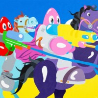 Battle Scene Figure II (from The Lobstar Planet) 2024 Battle Scene Figure II (from The Lobstar Planet), 2024, 29.7 x 42 x 3.5 cm, 紙にアクリル絵具, アルミパネルにマウント