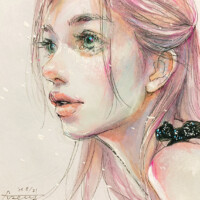 無題 2024年8月31日 無題 2024年8月31日, 7.5x 7.5cm, 付箋紙にミックスド・メディア