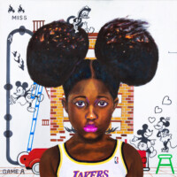 MICKEY AND DONALD 2021 MICKEY AND DONALD 2021, 65.2 x 65.2 cm, キャンバスにアクリル絵具