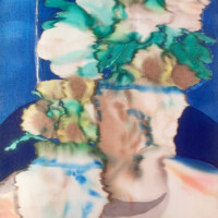 practice, 2025 practice, 2025, 41 × 31.8 cm, ink on satin fabric